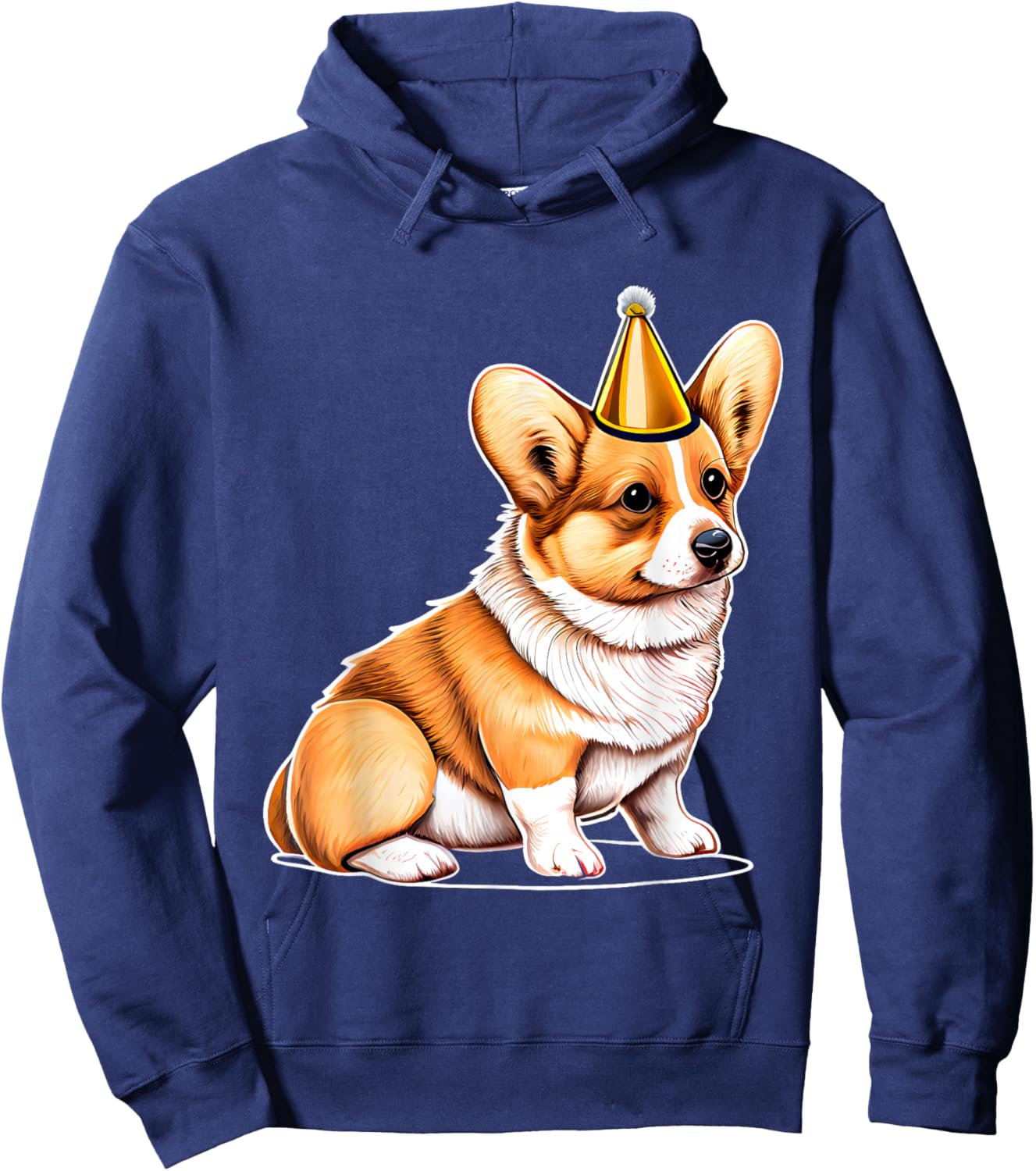Adorable Corgi With Party Hat Birthday Hoodie - Hoodie | Navy
