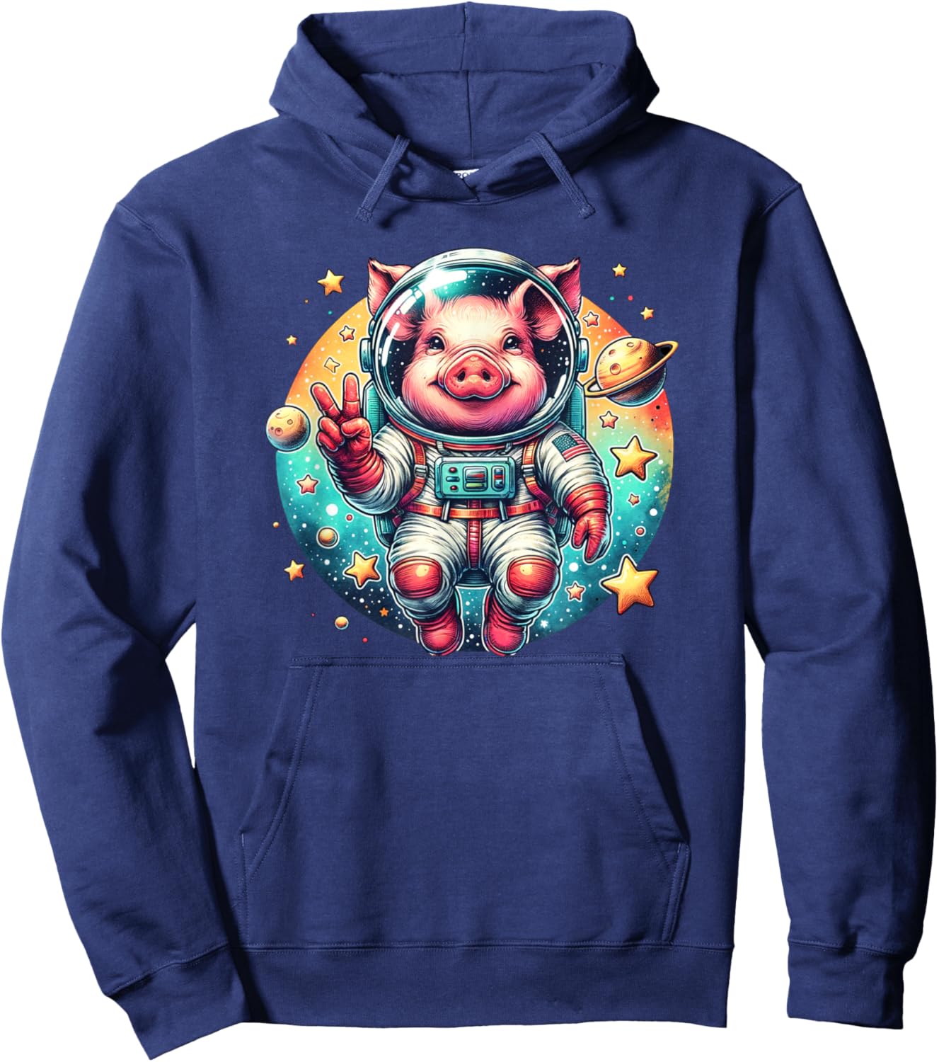 Funny Pig Astronaut in Space for Pig Lover Hoodie - Hoodie | Navy