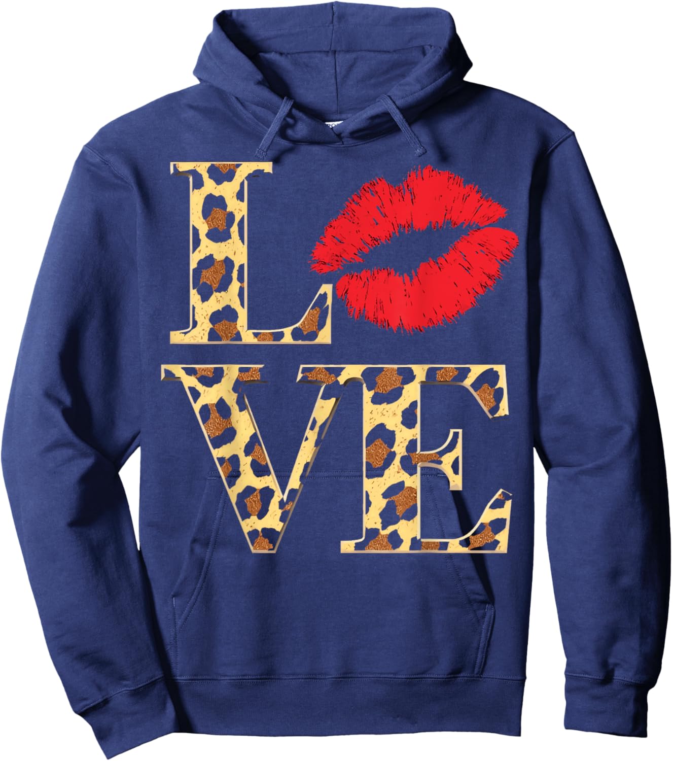 Love Leopard With Red Lip Valentine's Day Hoodie - Hoodie | Navy
