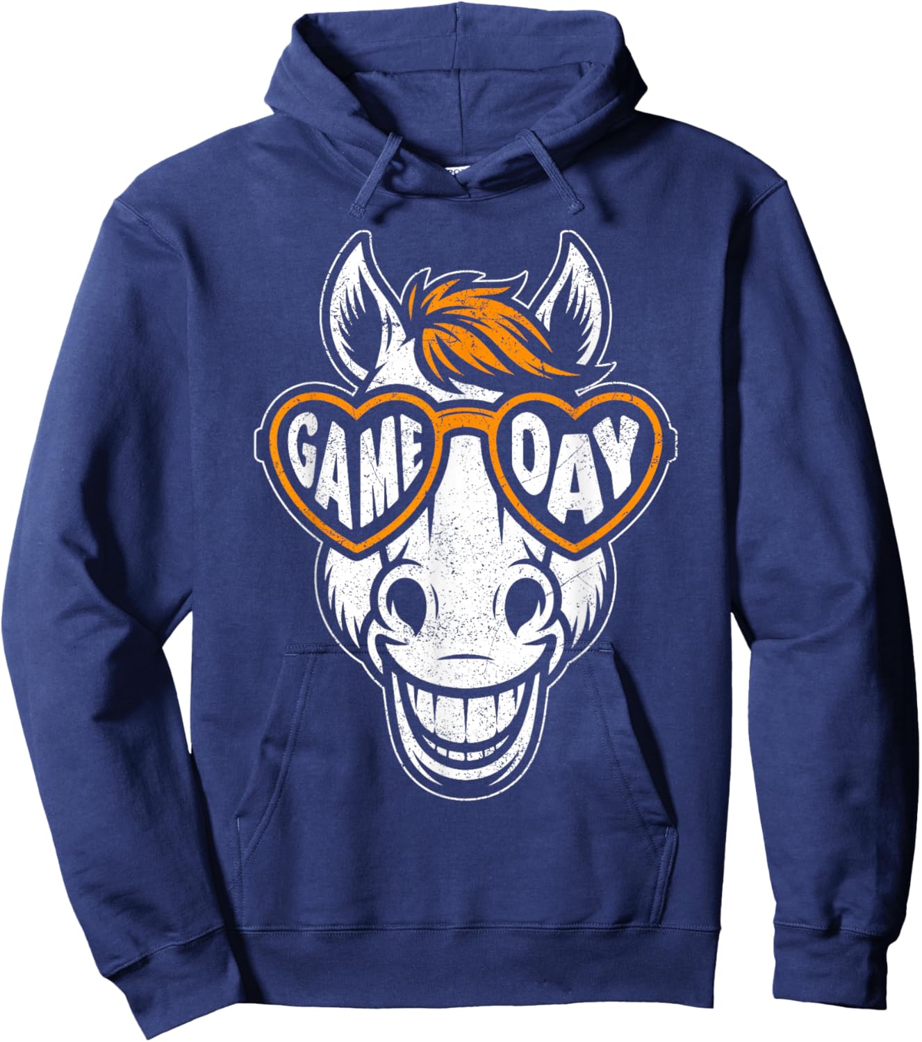Vintage Game Day Bronco Hoodie - Hoodie | Navy