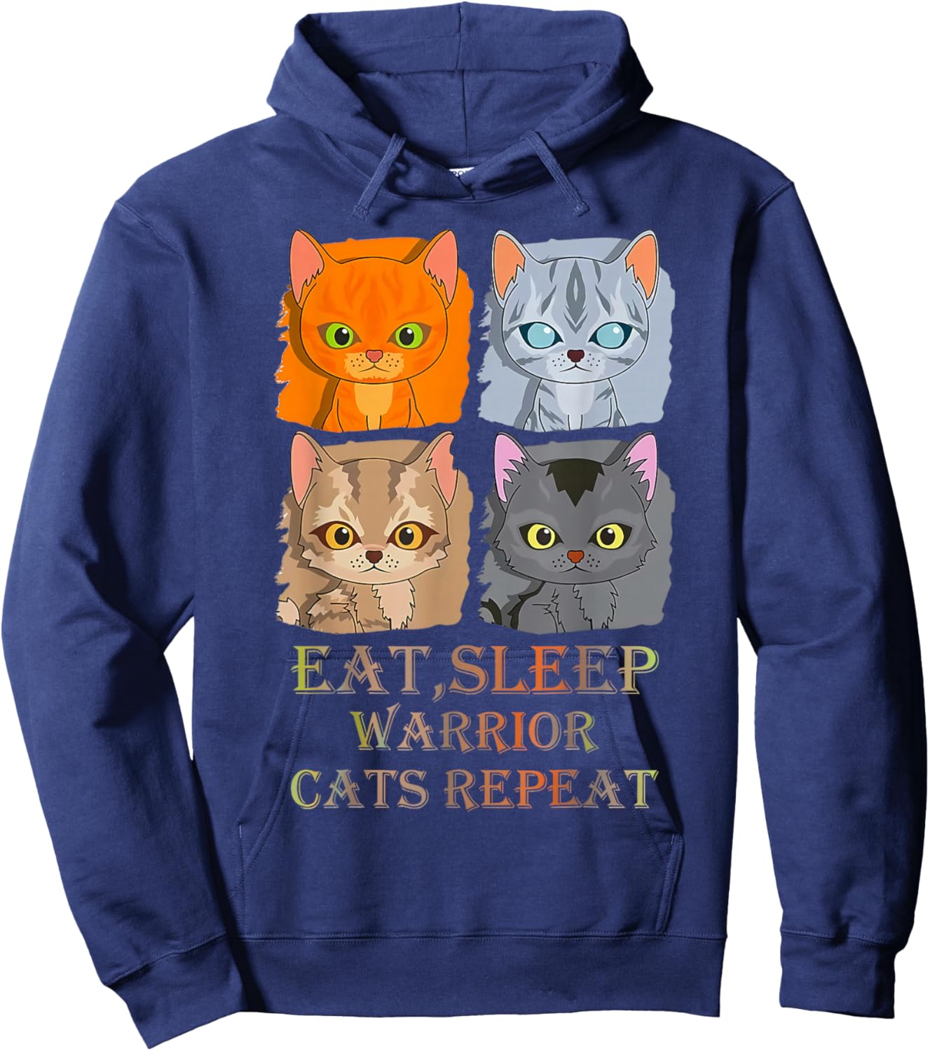 Eat Sleep Warrior Cats Repeat Hoodie - Hoodie | Navy