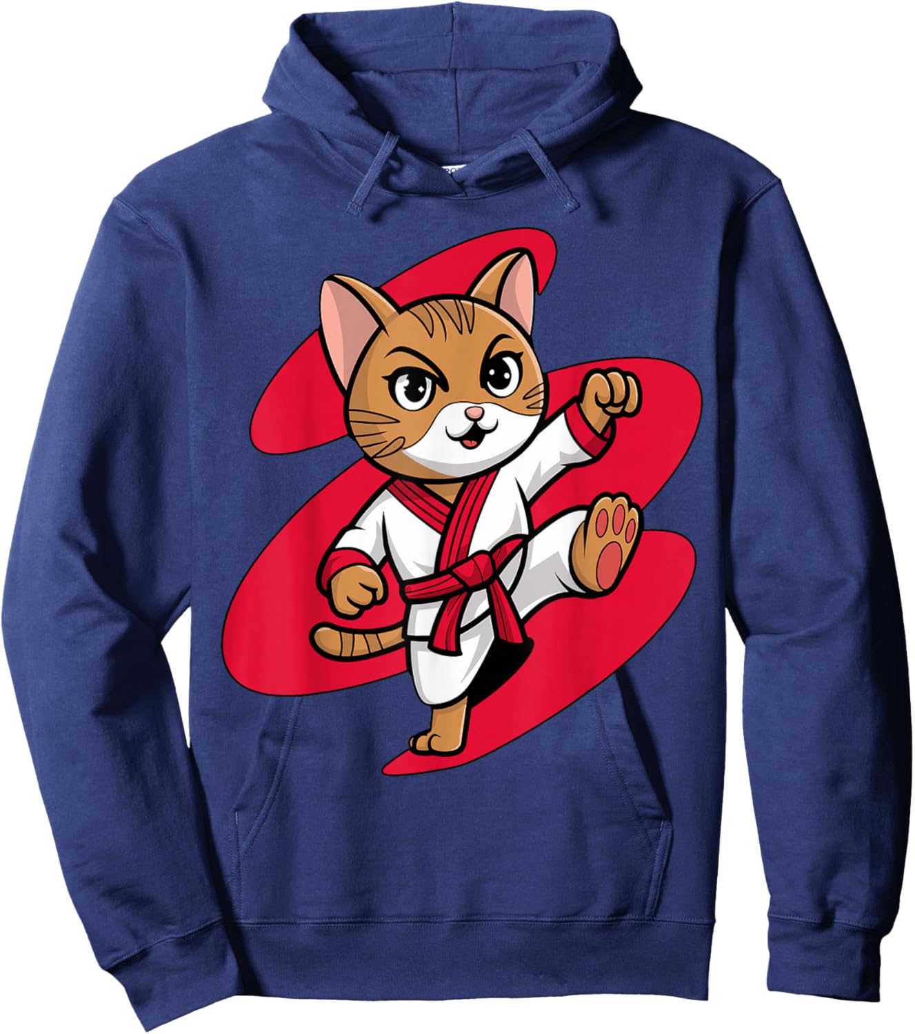 Karate Cat Red Belt Taekwondo Hoodie - Hoodie | Navy