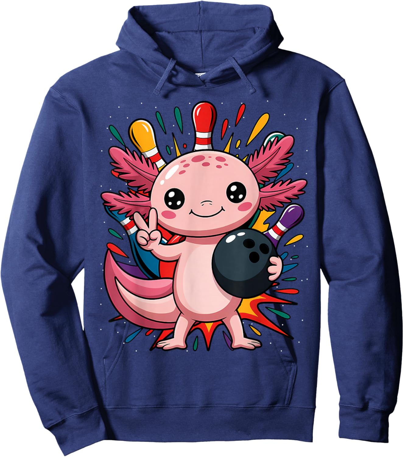 Funny Axolotl Bowling Player Bowler Bowl Sports Hoodie - Hoodie | Navy