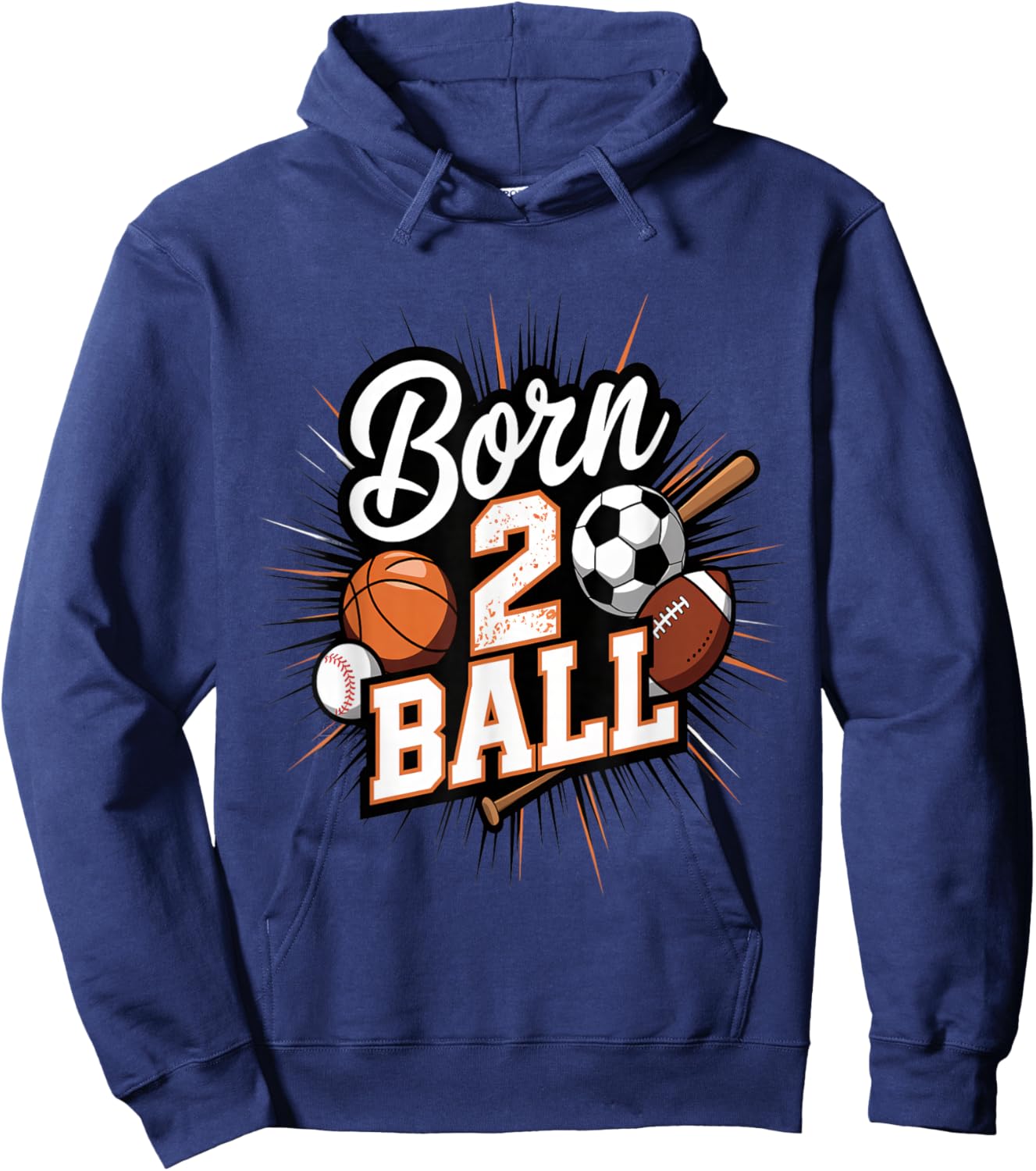 Born 2 Ball Sports 2nd Birthday Design Hoodie - Hoodie | Navy