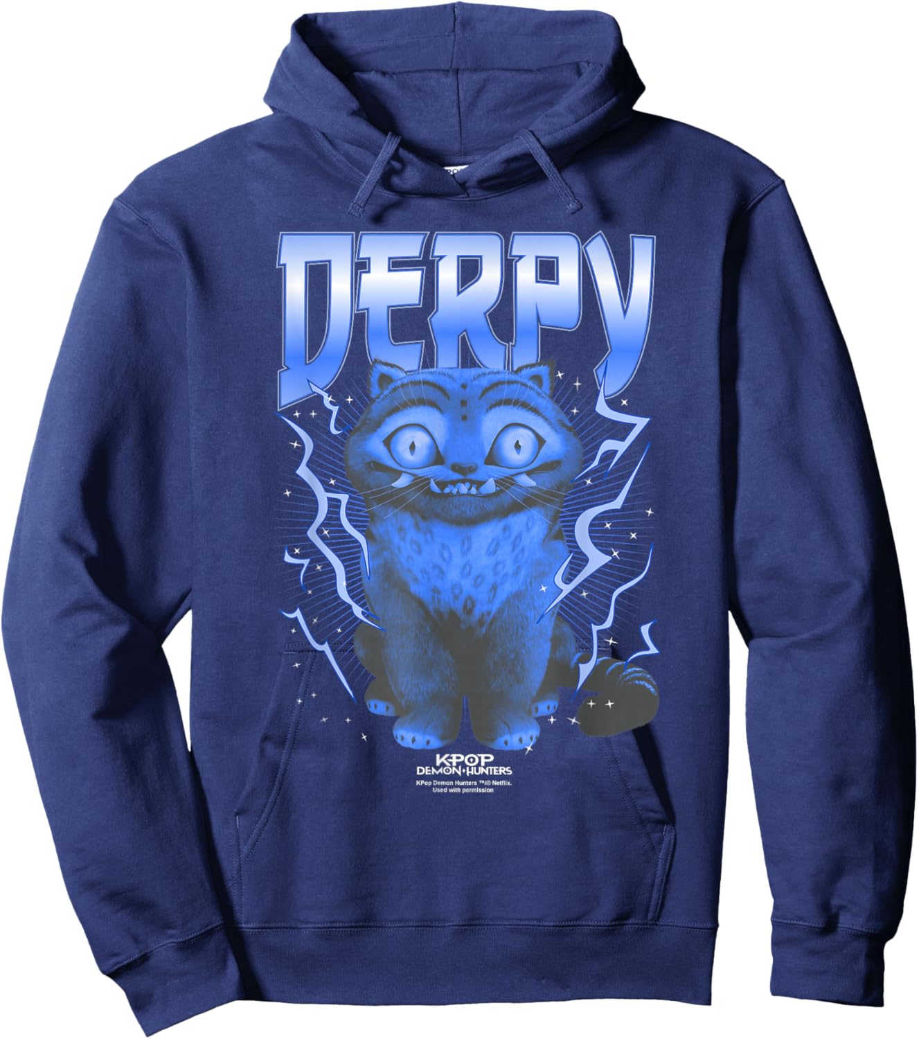 Kpop Demon Hunters Derpy Tiger Lightning Hoodie - Hoodie | Navy