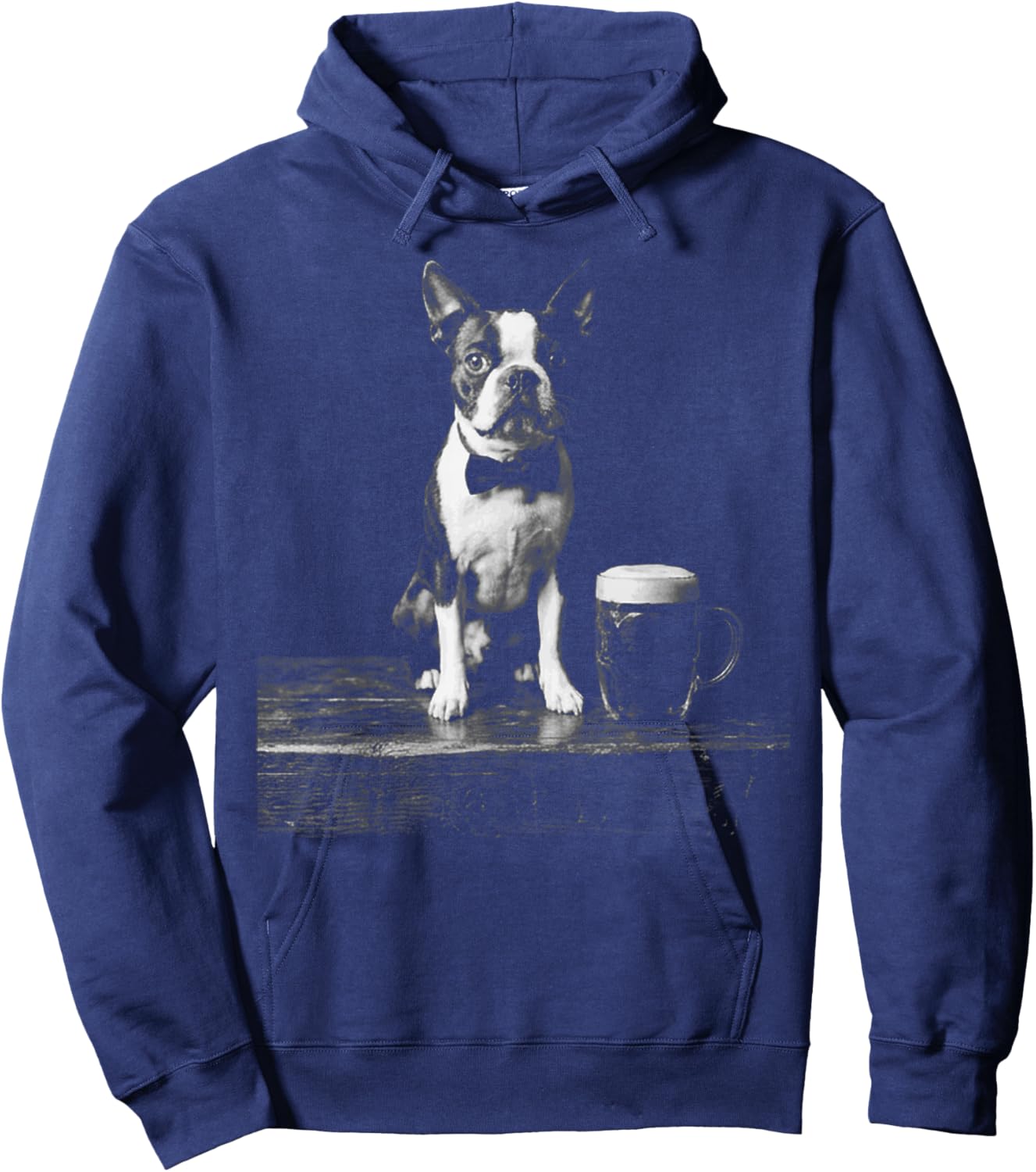 Boston Terrier Drinking Beer Funny Dog Meme Hoodie - Hoodie | Navy
