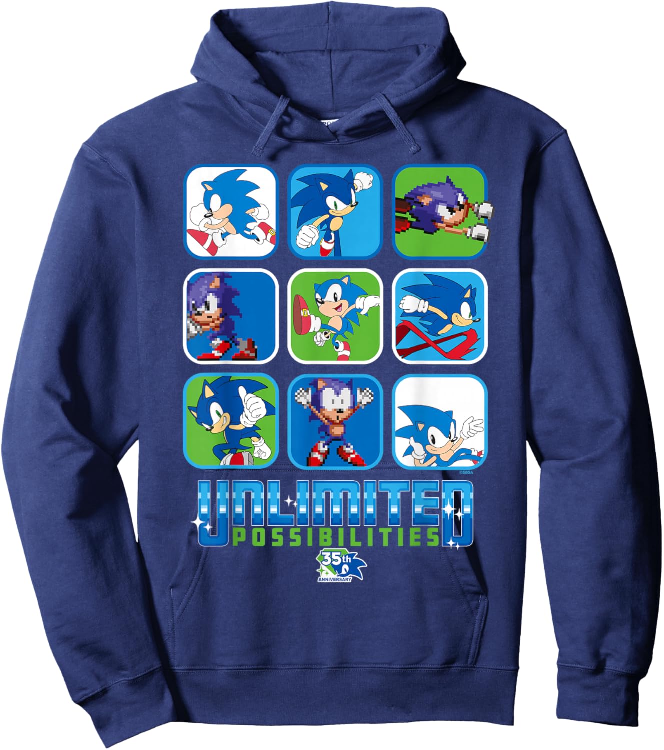 Sonic the Hedgehog - 35th Anniversary Grid Hoodie - Hoodie | Navy