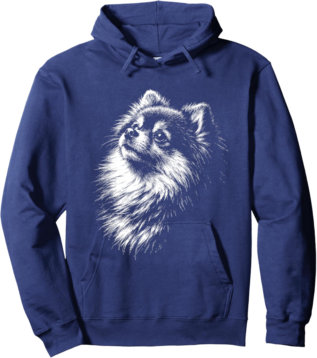Pomeranian Portrait Black and White Dog Lover Hoodie - Hoodie | Navy