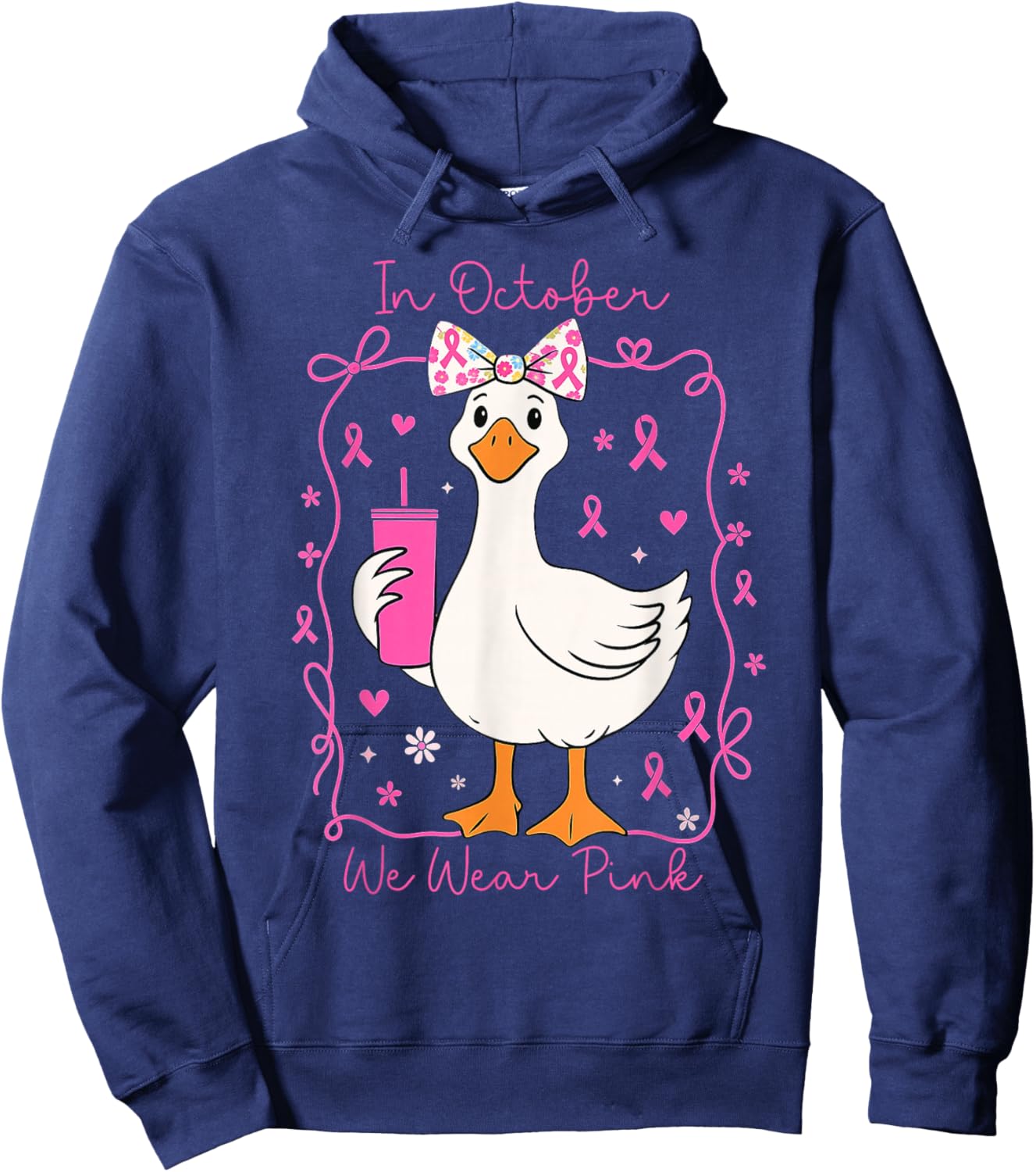 in October We Wear Pink Silly Goose Girls Hoodie - Hoodie | Navy