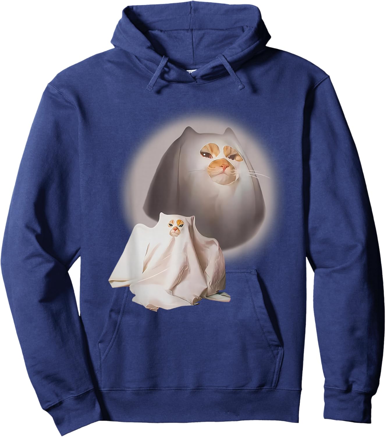Ghost Cat Meme Funny Halloween Men Women Kids Hoodie - Hoodie | Navy