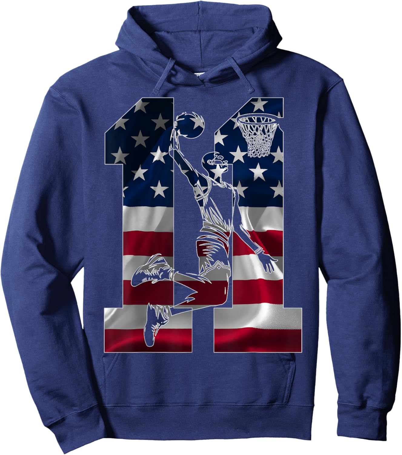 11 Years Number 11 Basketball 11th Birthday Hoodie - Hoodie | Navy