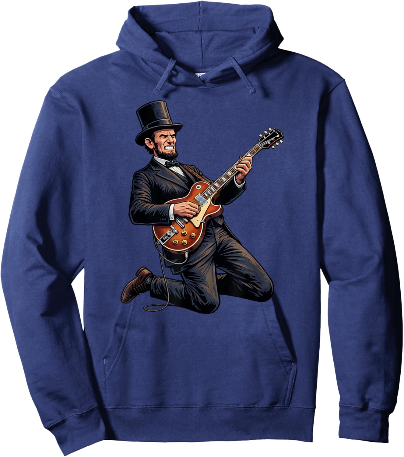 Abraham Lincoln Top Hat Electric Guitar Solo Hoodie - Hoodie | Navy