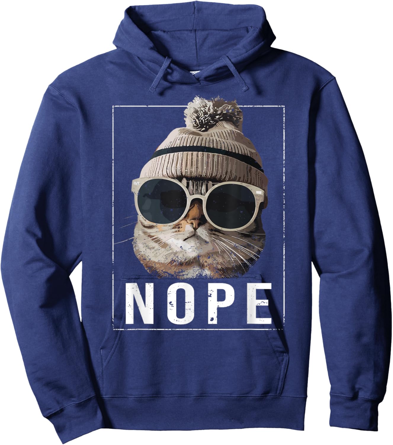 Funny Cat Nope Hoodie - Hoodie | Navy