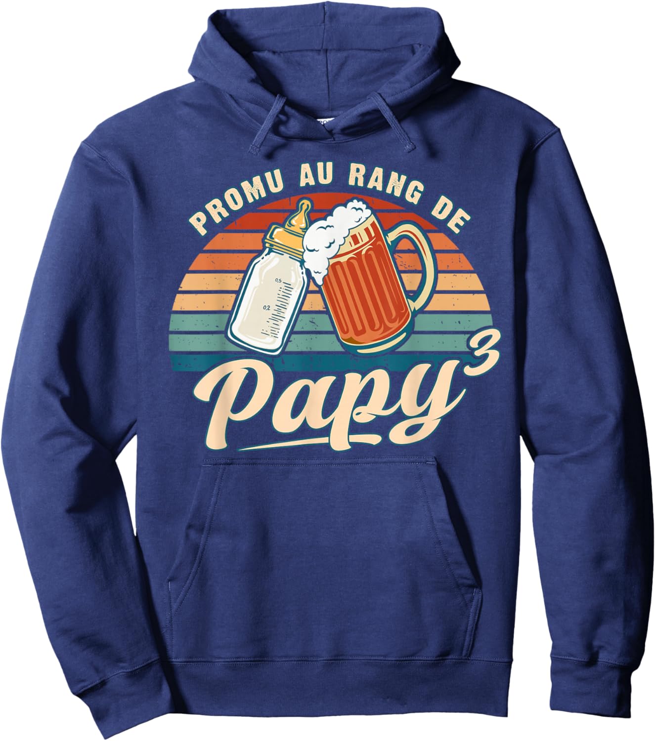 Promu Papy 3 Petit Enfant Futur Grand-Père Hoodie - Hoodie | Navy