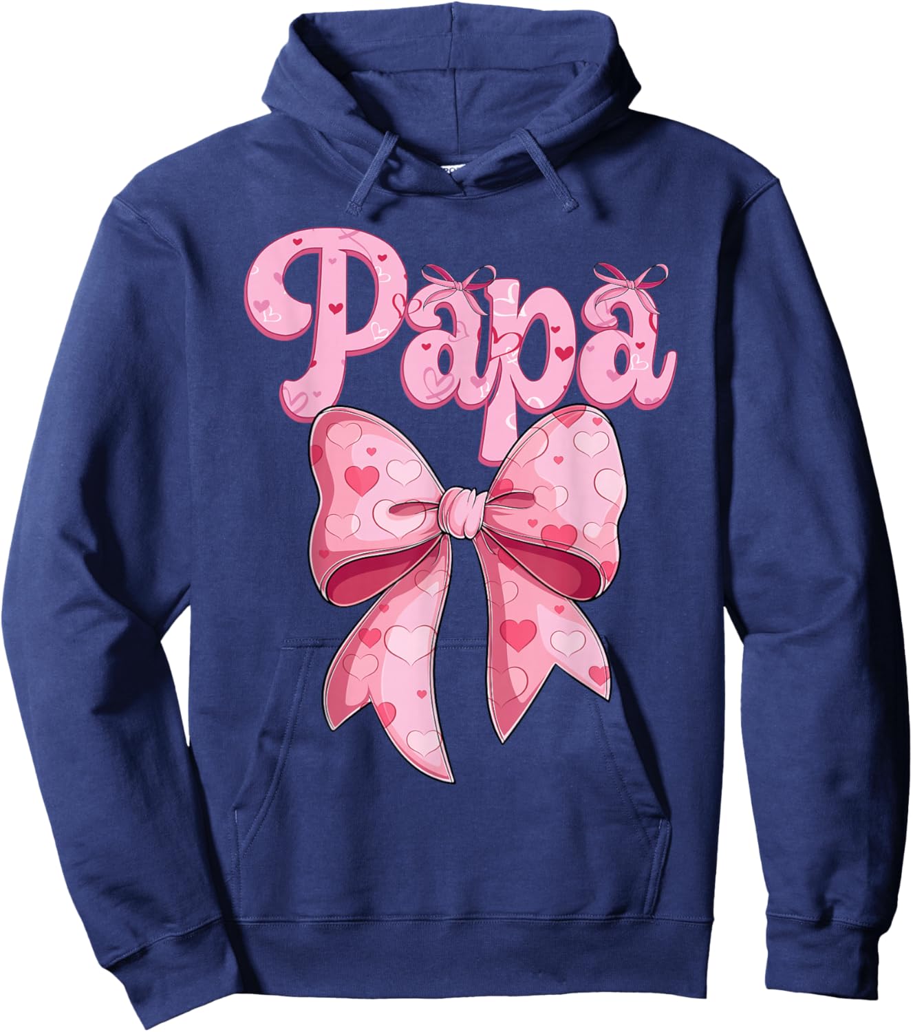 coquette bow family matching Groovy pink Papa Hoodie - Hoodie | Navy