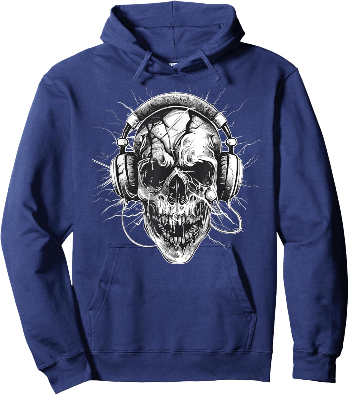 Skull with Headphones Music Hoodie - Hoodie | Navy