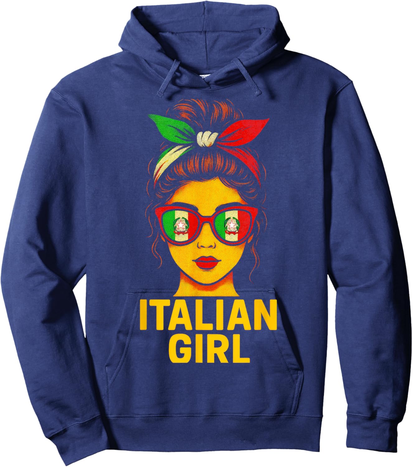 Italian Girl - Italy Flag Hair Bun Design Hoodie - Hoodie | Navy
