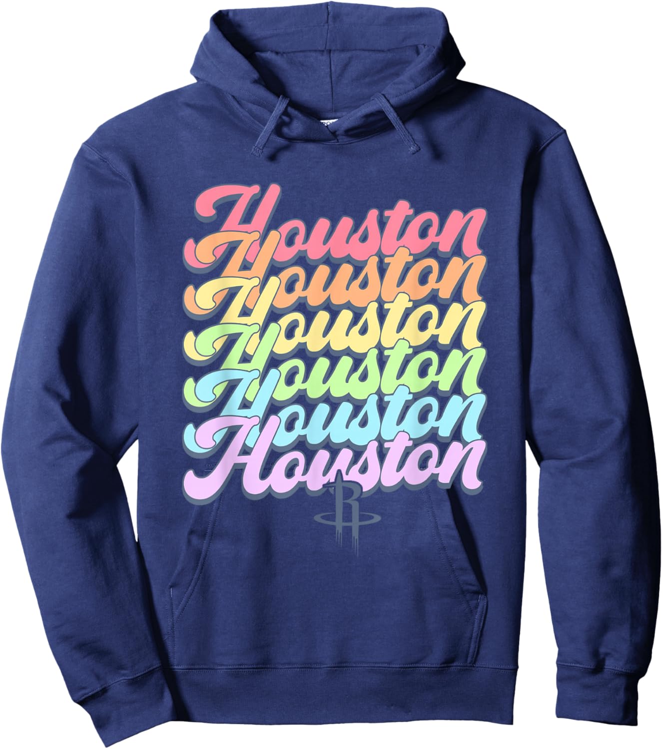 NBA Houston Rockets Pastel Rainbow Pride Stack Hoodie - Hoodie | Navy