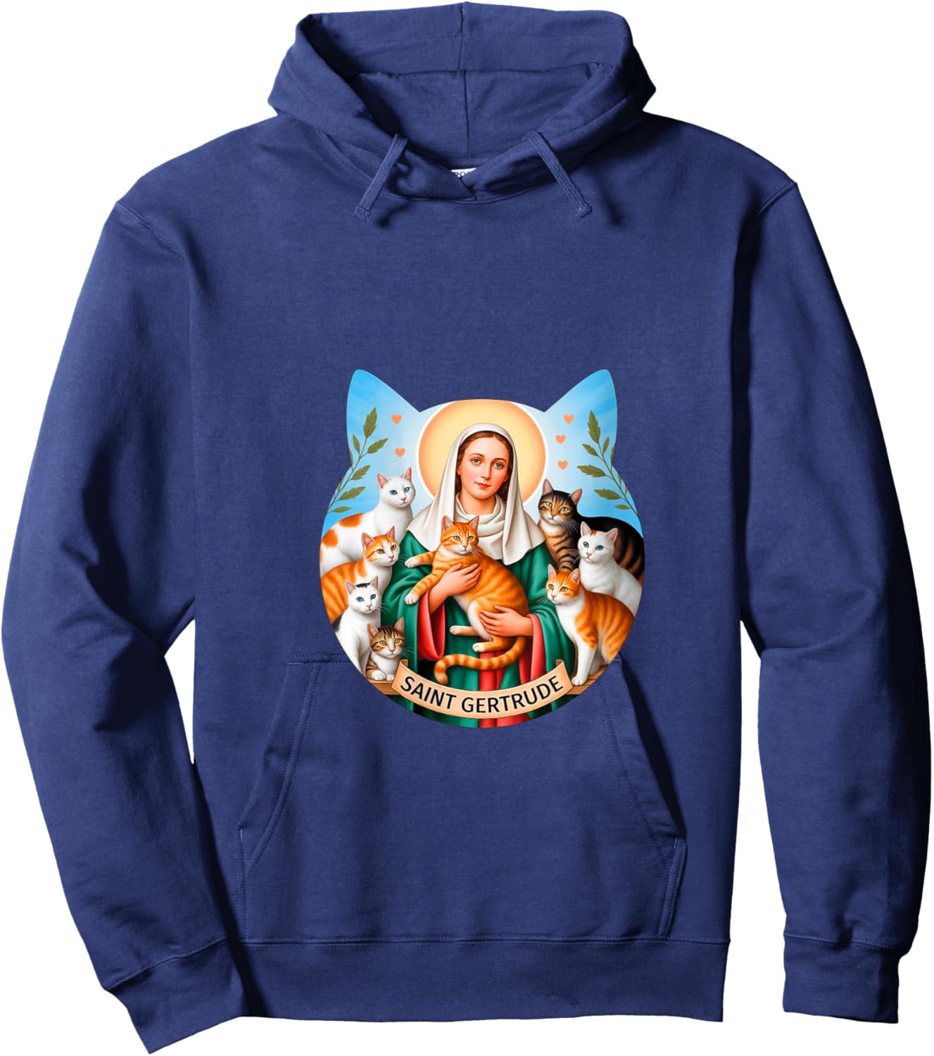 Women's St Gertrude of Nivelles V-Neck Hoodie - Hoodie | Navy