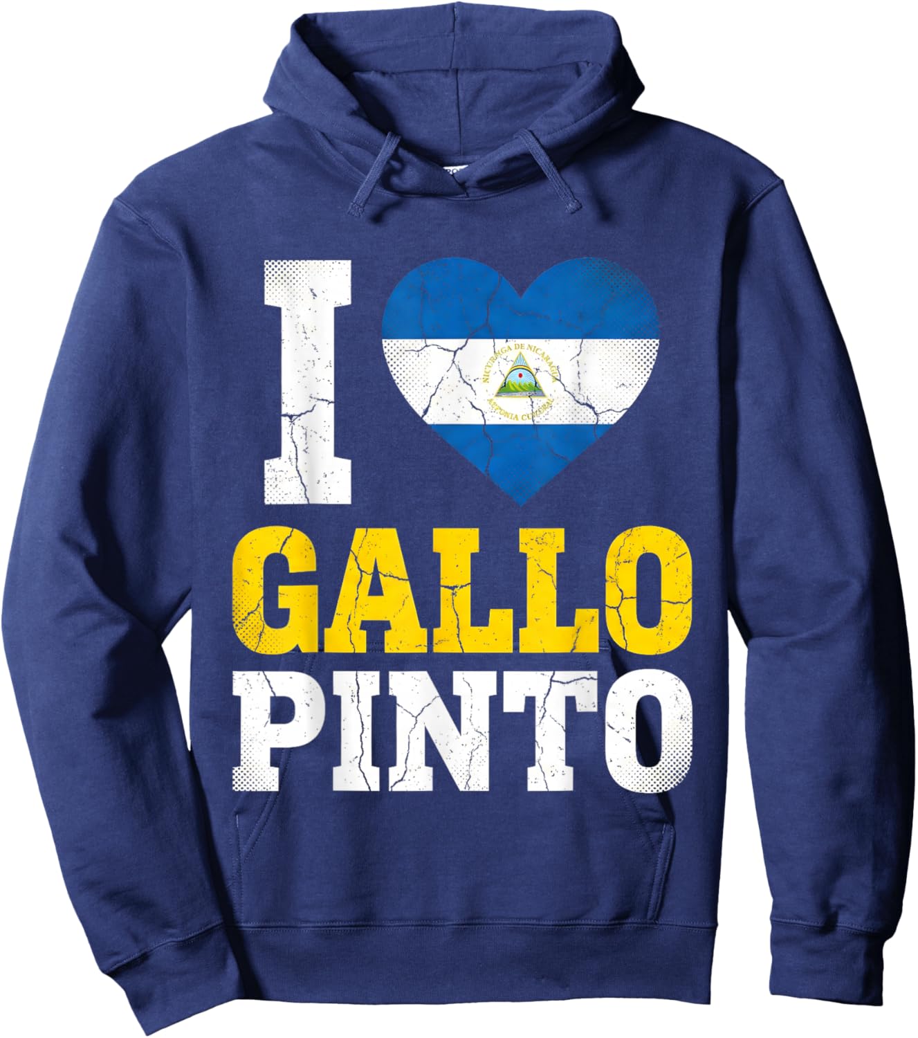I Love Gallo Pinto Nicaraguan Flag Heart Hoodie - Hoodie | Navy