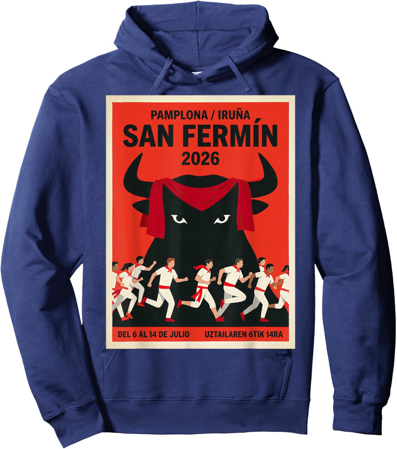 Pamplona 2026 Running of the Bulls/San Fermin Hoodie - Hoodie | Navy