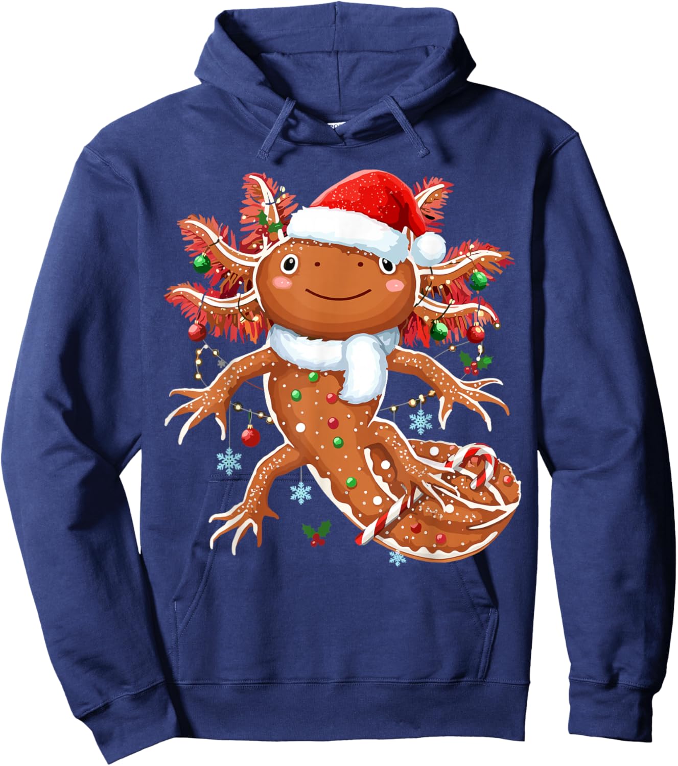 Gingerbread Axolotl Christmas Xmas Hoodie - Hoodie | Navy