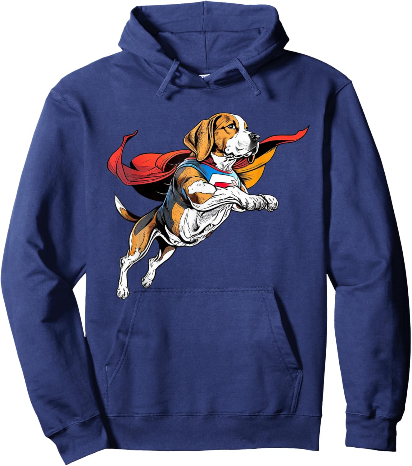 Superhero Beagle Red Cape Super Hero Dog Hoodie - Hoodie | Navy