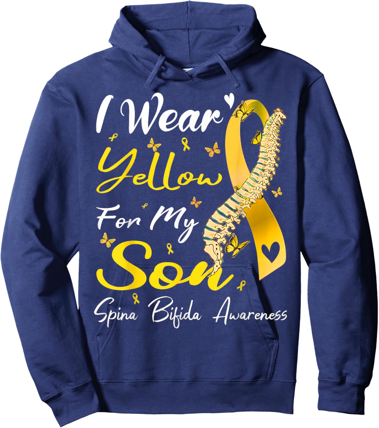 I Wear Yellow For My Son Spina Bifida Awareness Hoodie - Hoodie | Navy