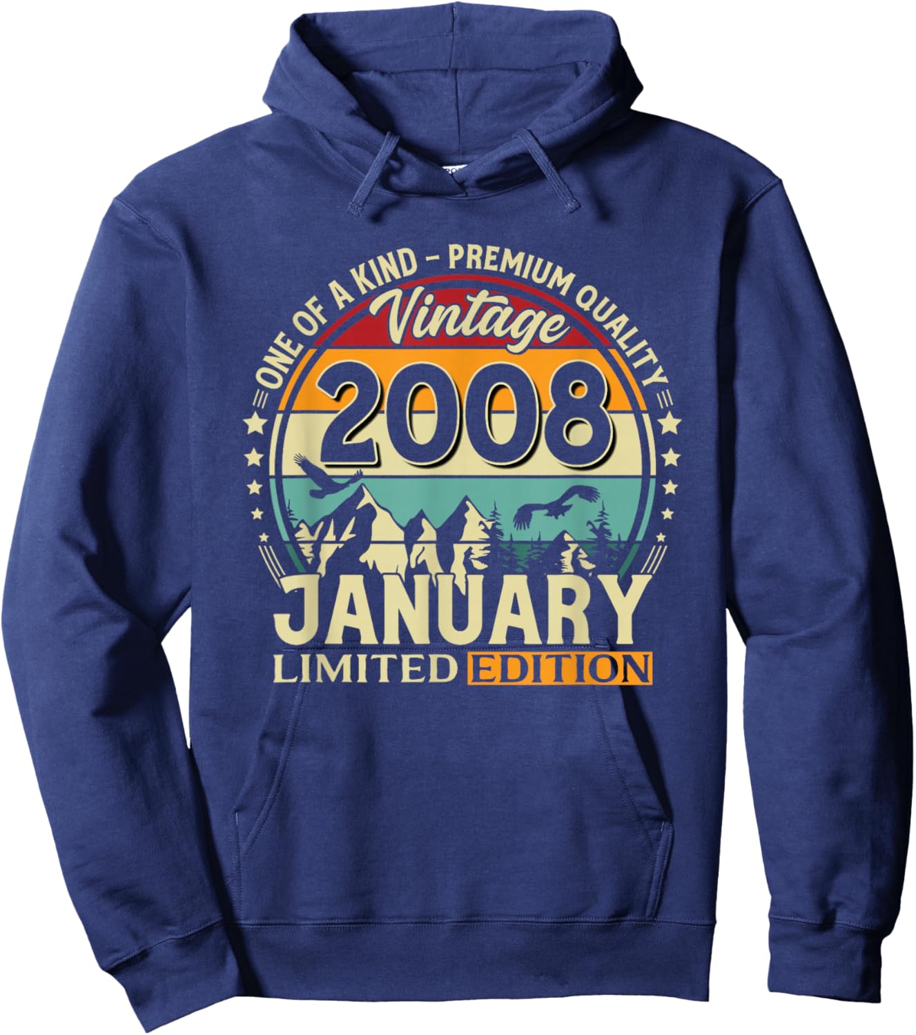18 Years Birthday Man Gift January 2008 Vintage Hoodie - Hoodie | Navy