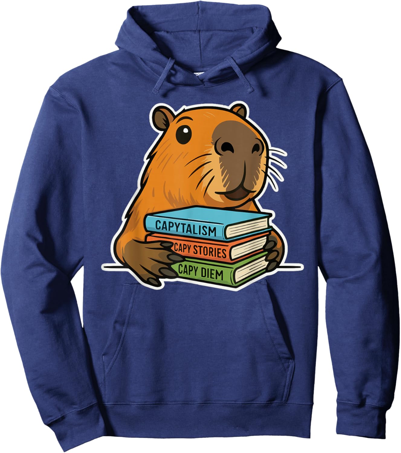 Capybara Book Nerd Librarian Funny Book Lover Hoodie - Hoodie | Navy