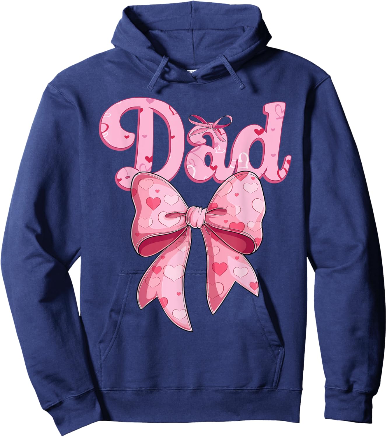 coquette bow family matching Groovy pink Dad Hoodie - Hoodie | Navy