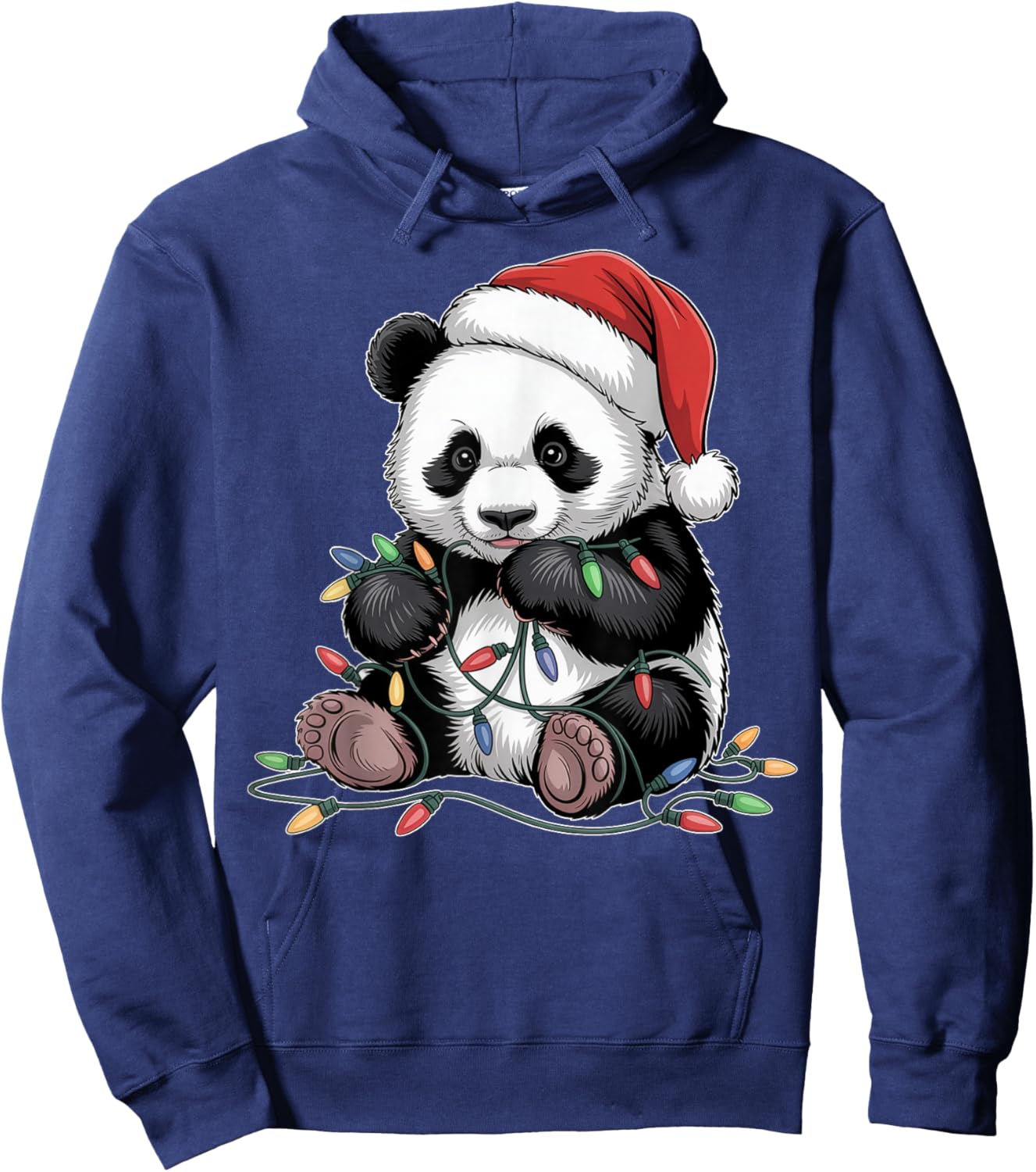 Funny Panda Lights Xmas Graphic Design Hoodie - Hoodie | Navy
