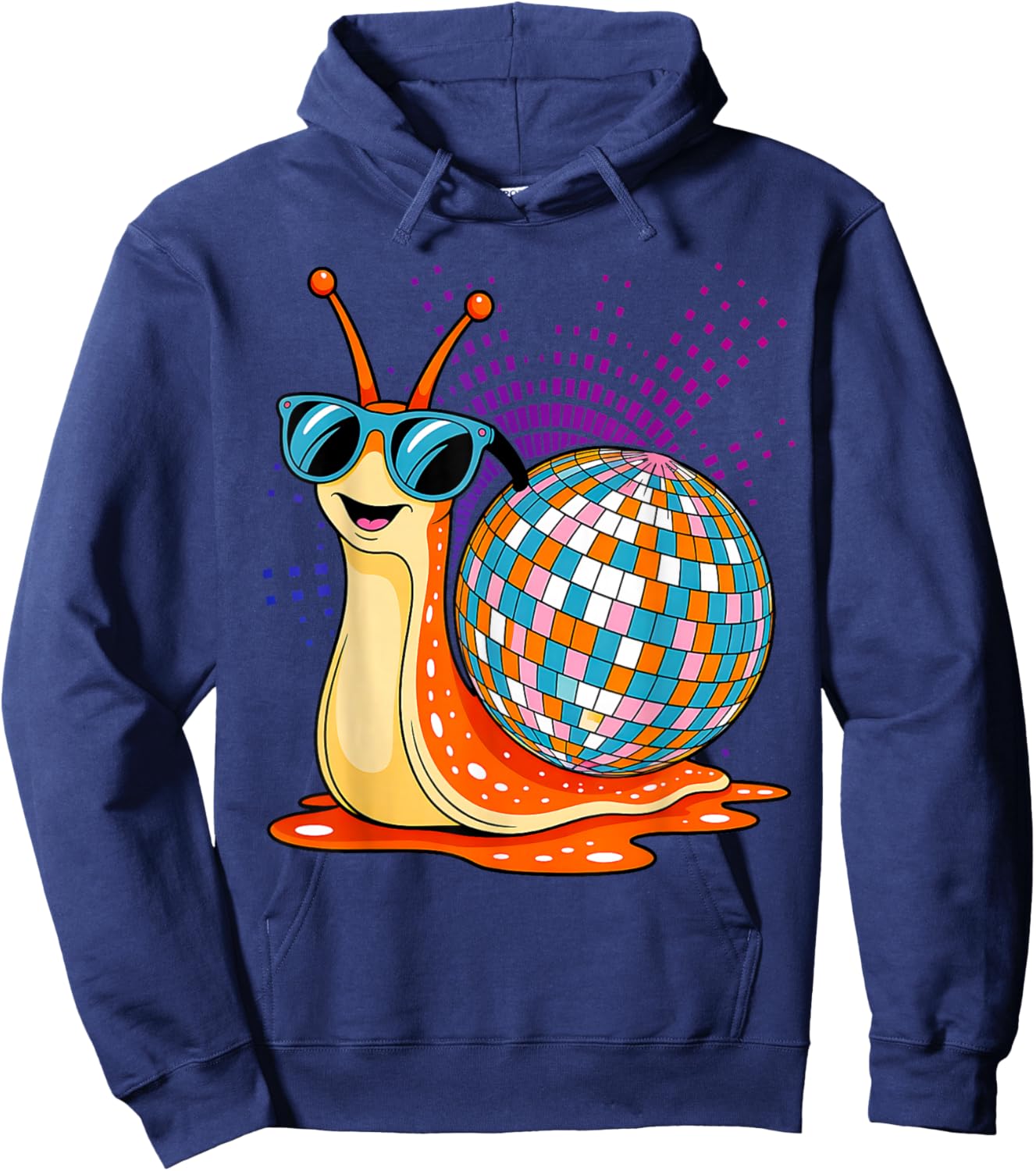 Disco Snail Funny Retro Cool Party Hoodie - Hoodie | Navy