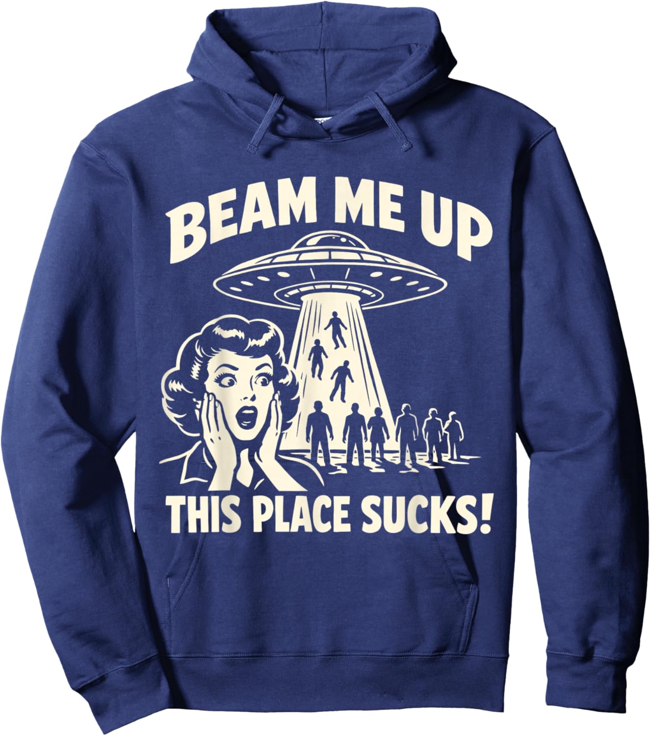 Retro Spaceship Hoodie - Hoodie | Navy
