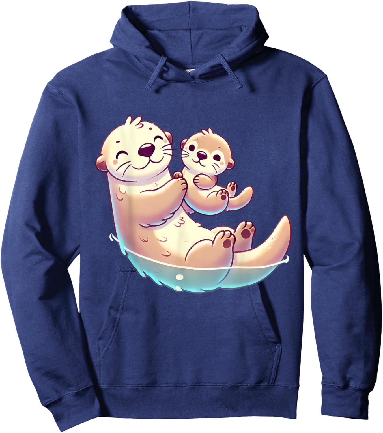 Mom and Baby Otter Mother Mama Mother's Day Hoodie - Hoodie | Navy