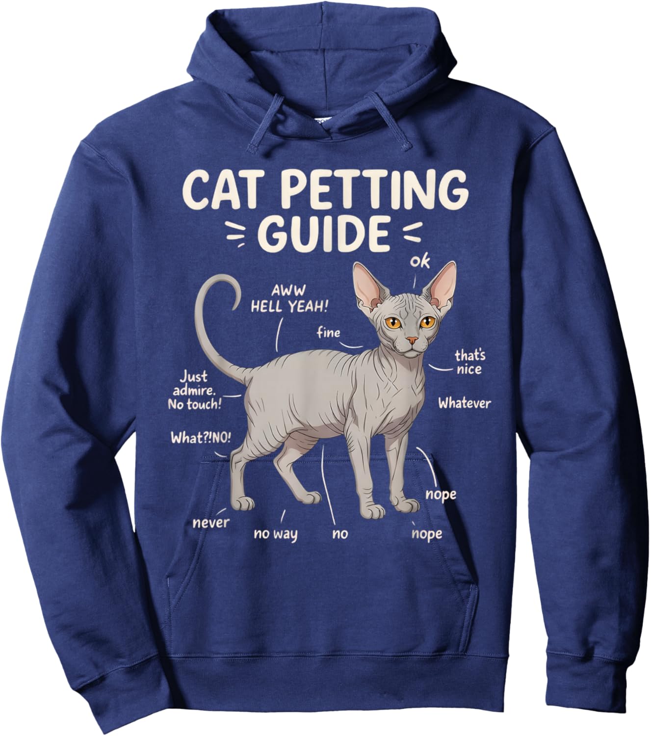 Sphynx Cat Petting Guide Funny Cat Lover Hoodie - Hoodie | Navy