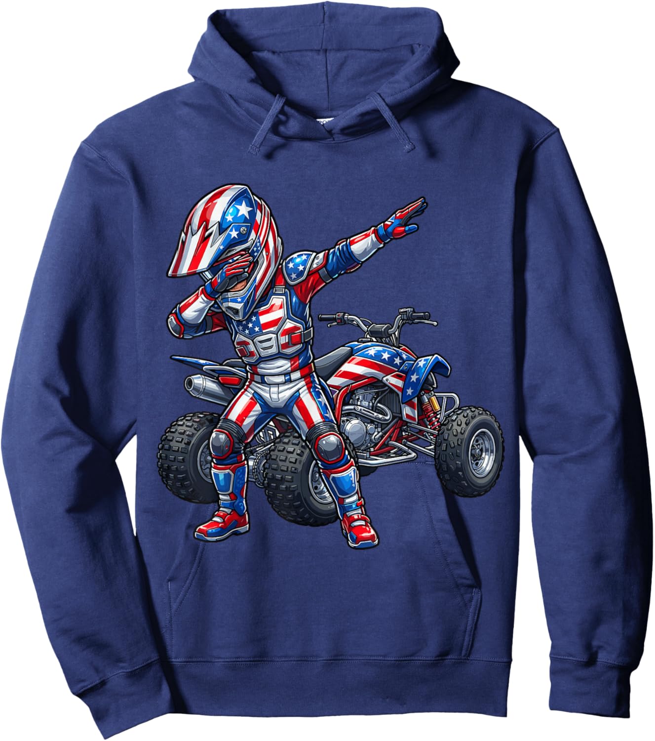 4 Wheeler ATV Quad USA American Flag Boys Kids Hoodie - Hoodie | Navy