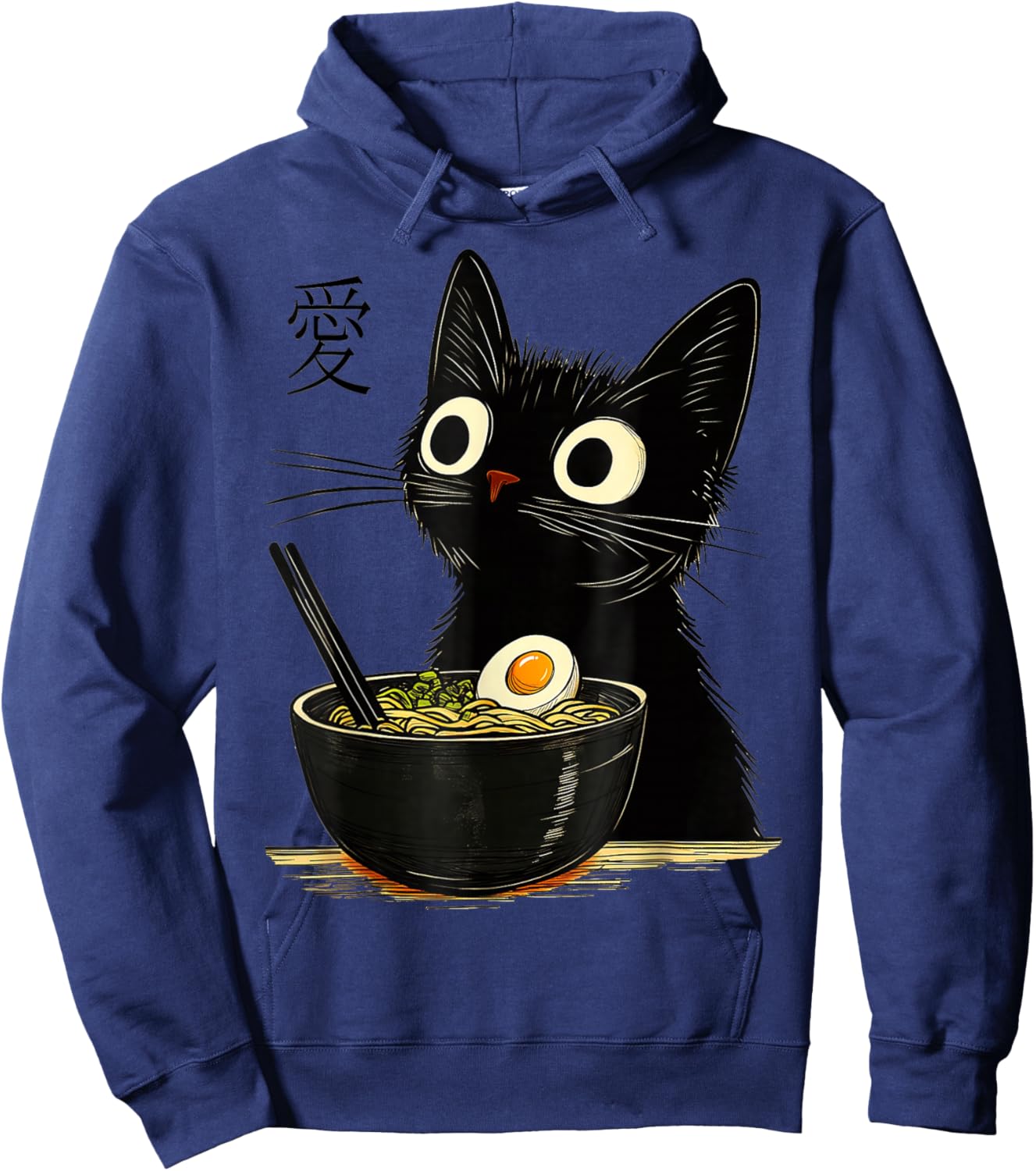 Cat Ramen Japanese, Kawaii Anime Noddles Cat Hoodie - Hoodie | Navy