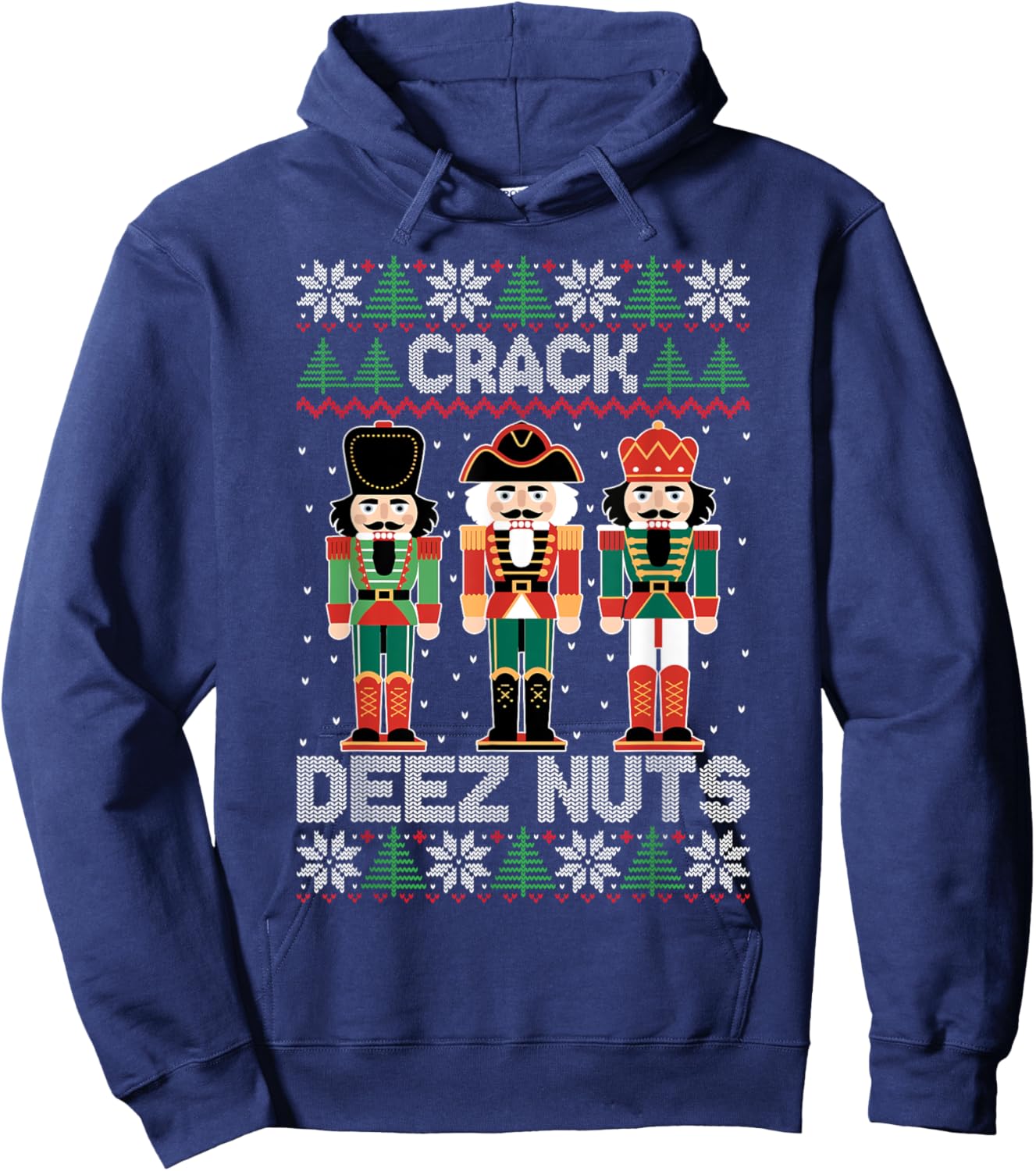 Crack Deez Nuts Funny Ugly Sweater Christmas Hoodie - Hoodie | Navy