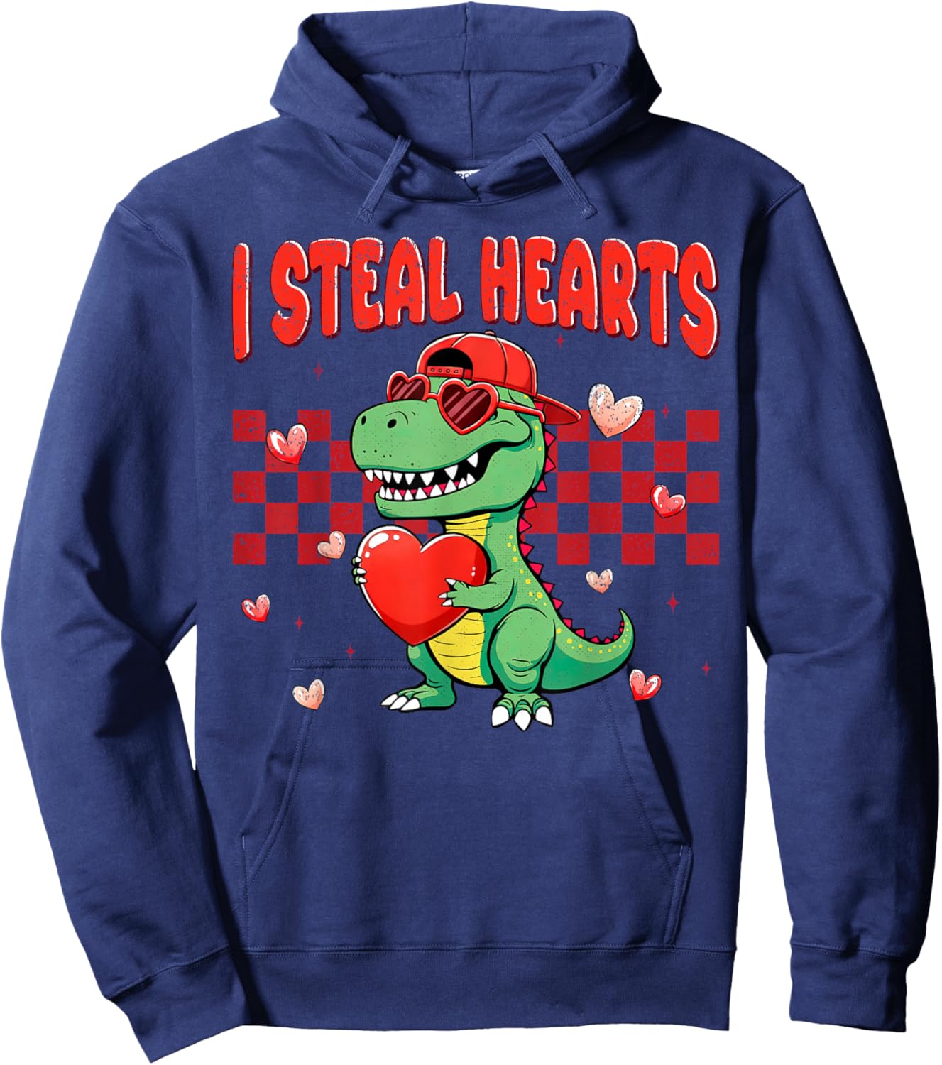 I Steal Hearts T Rex Dino Valentines Day Hoodie - Hoodie | Navy