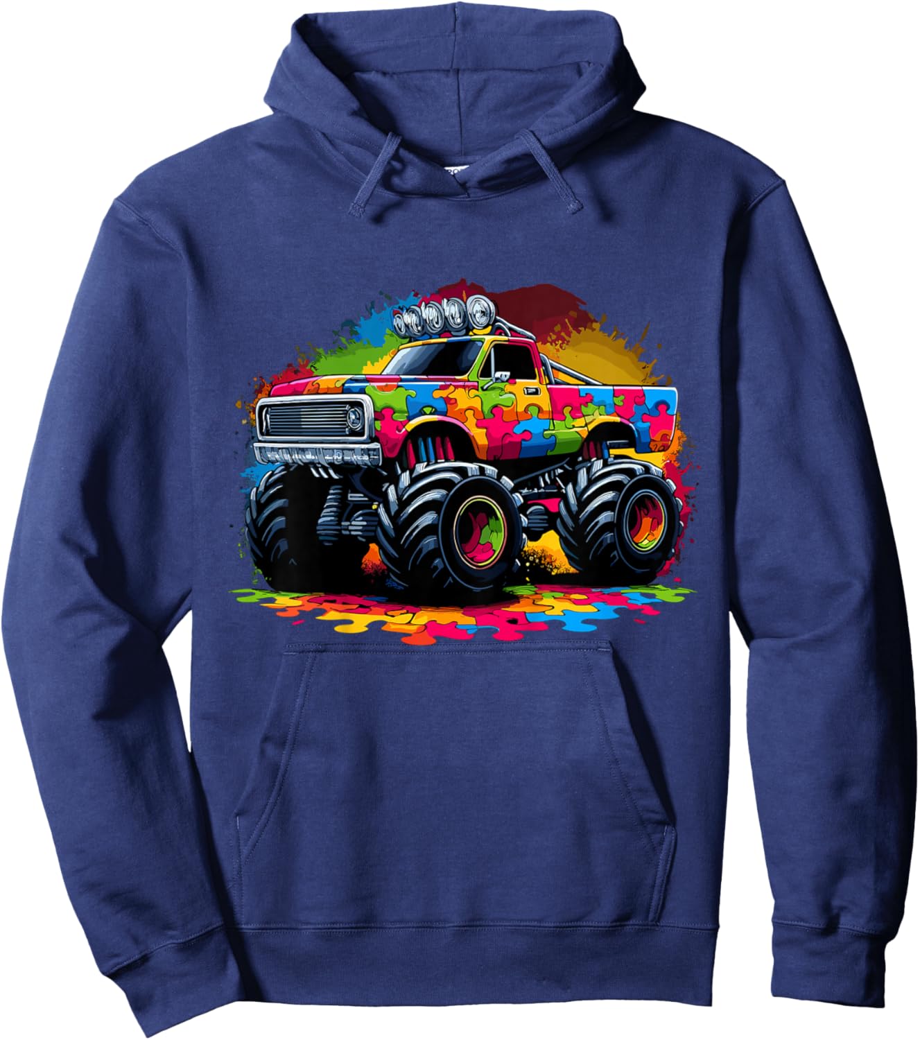 Autism Awareness Puzzle Monster Truck Autism Hoodie - Hoodie | Navy