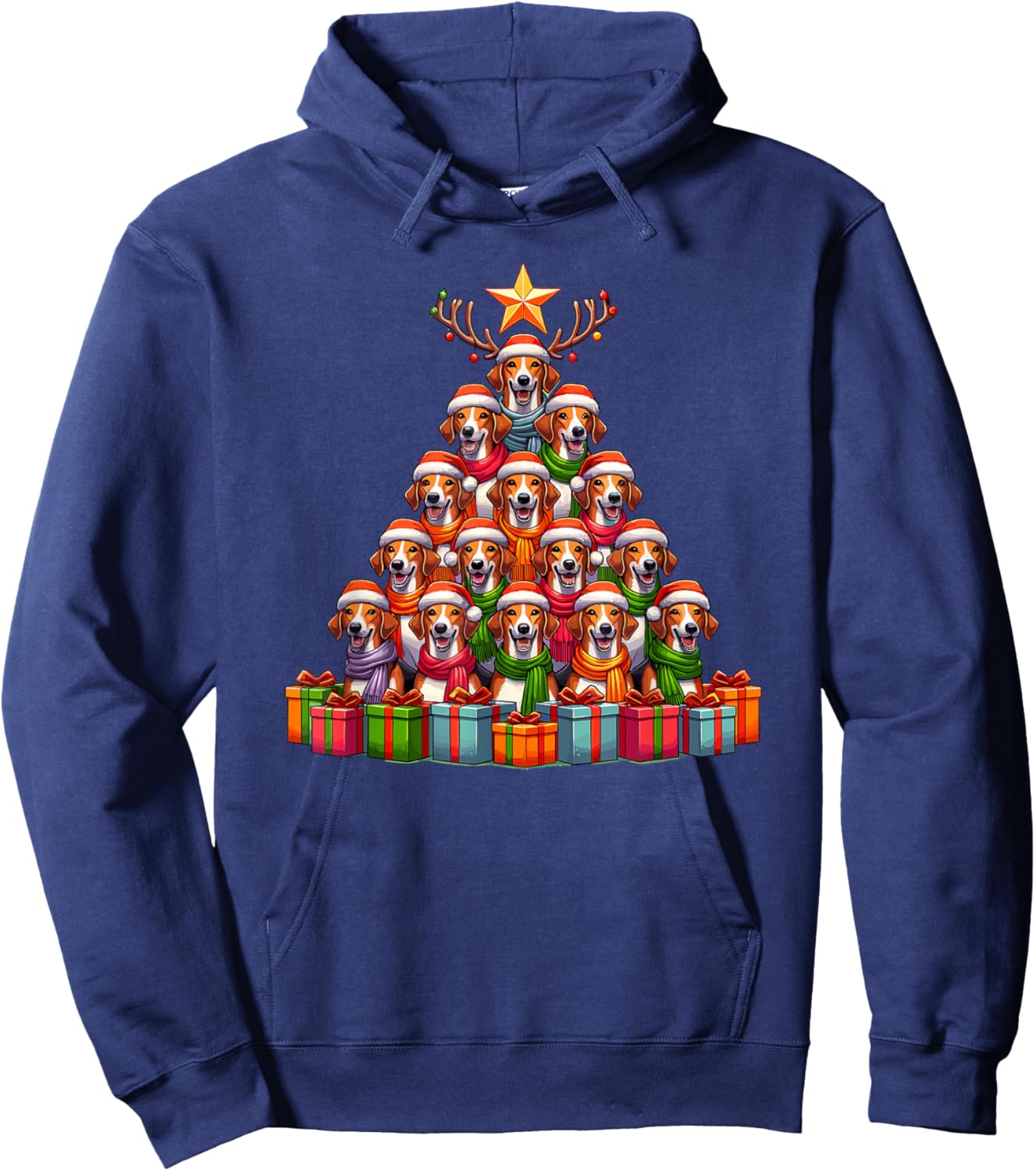 Christmas Tree American Foxhound Foxhounds Hoodie - Hoodie | Navy