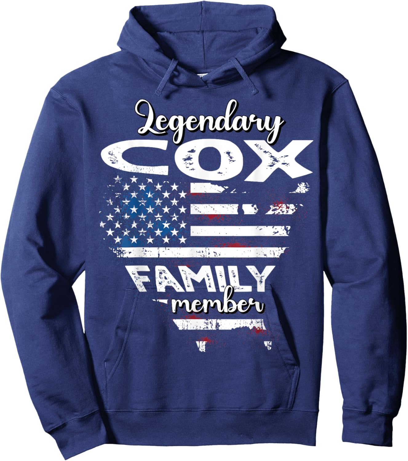 Surname Cox US Flag Cox Last Name Cox Hoodie - Hoodie | Navy