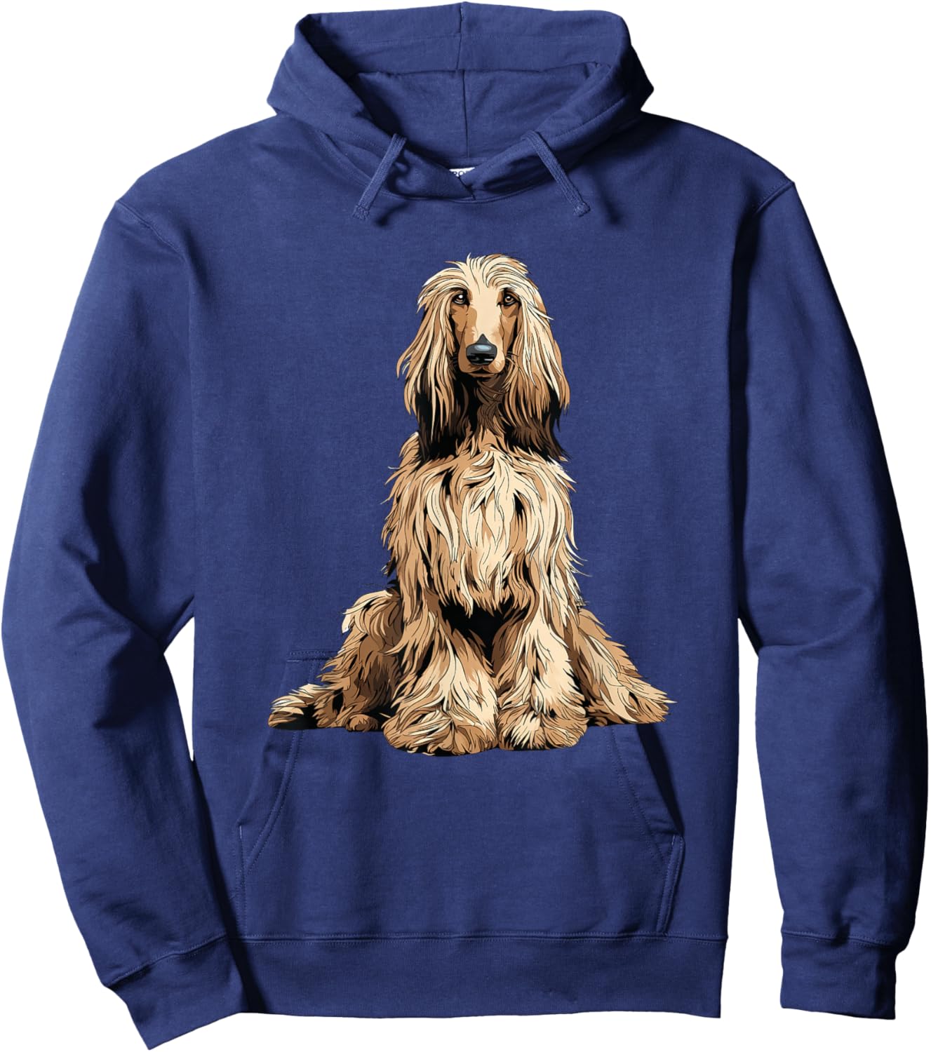 Cream Afghan Hound Dog Illustration Hoodie - Hoodie | Navy