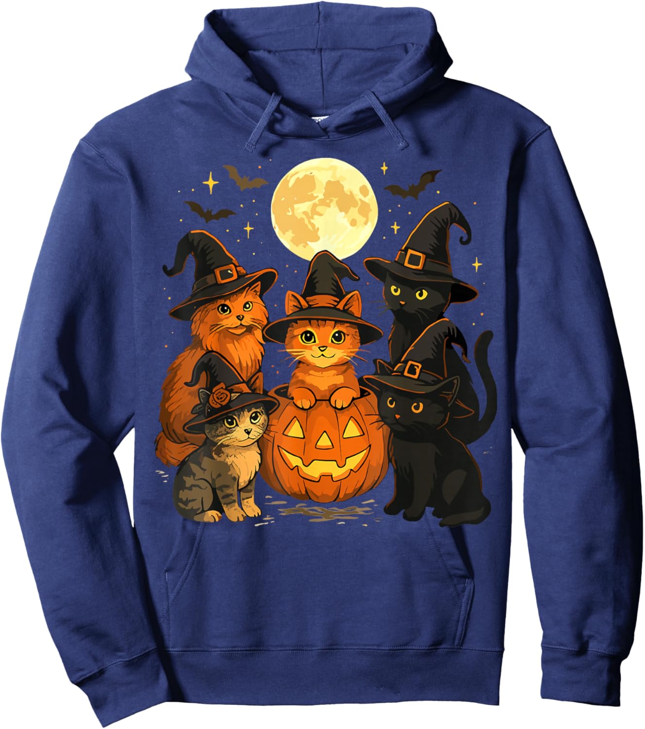 Halloween Cats Pumpkin Funny Cat Hoodie - Hoodie | Navy