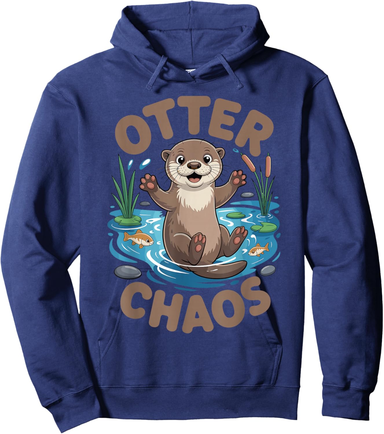 Otter Chaos Funny Animal Pun Nature Humor Hoodie - Hoodie | Navy