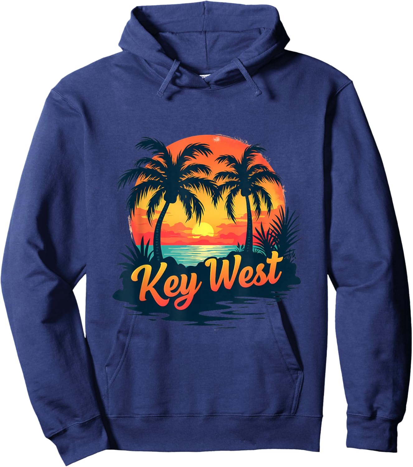 Key West Tropical Sunset Beach Scene Hoodie - Hoodie | Navy