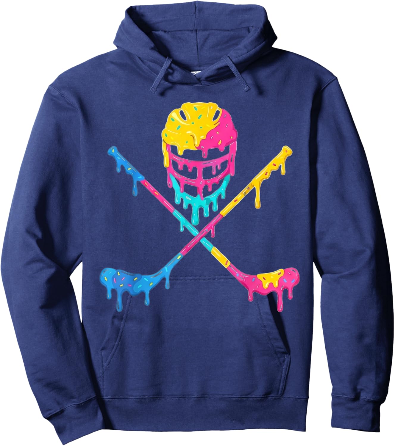 Ice Hockey Drip Ice Cream Graphic Hoodie - Hoodie | Navy
