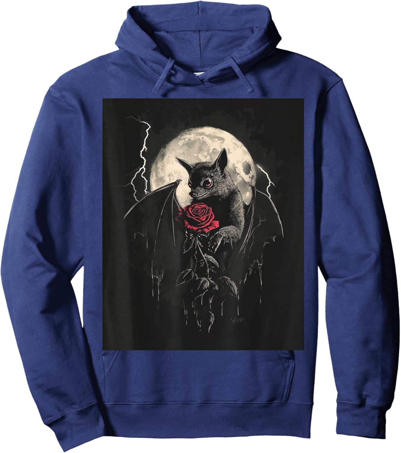 Bat Rose Moon Men's Gothic Women's Bat Hoodie - Hoodie | Navy