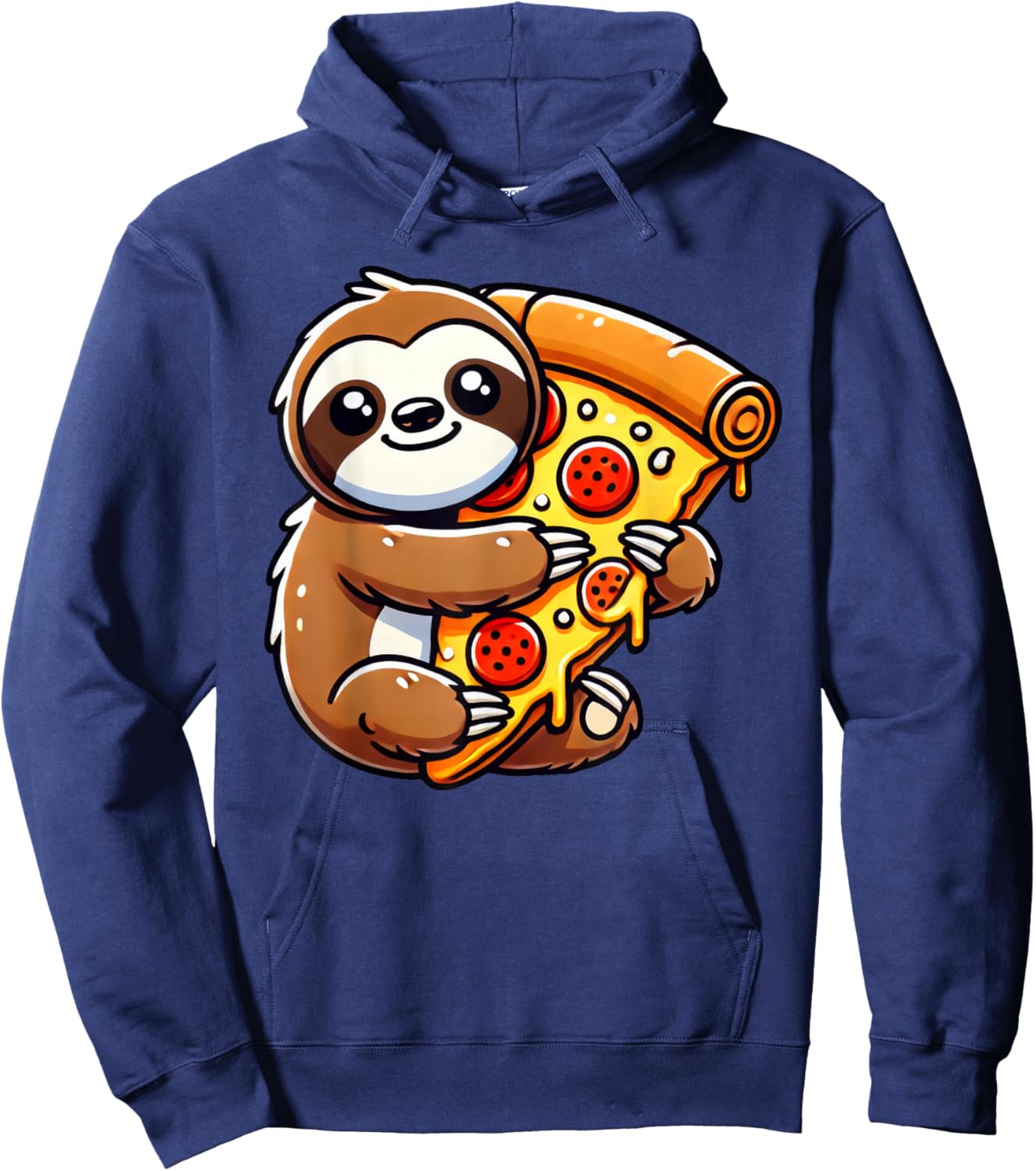 Cute Sloth Holding A Pizza Slice Hoodie - Hoodie | Navy